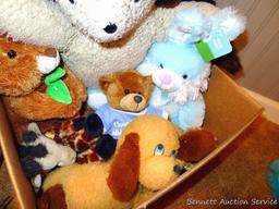 Assortment of newer and older stuffed animals. Black panther is 21" over body.
