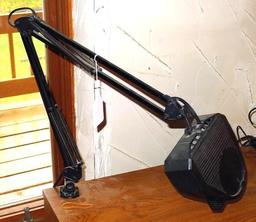 Clamp on adjustable height desk lamp with magnifier built in is approx 30" at its tallest position.
