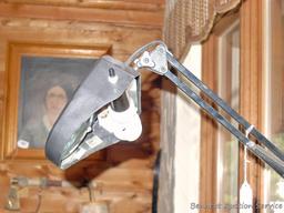 Clamp on adjustable height desk lamp with magnifier built in is approx 30" at its tallest position.