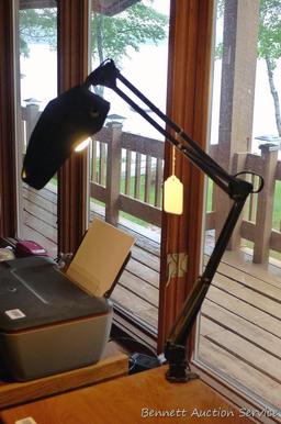 Clamp on adjustable height desk lamp with magnifier built in is approx 30" at its tallest position.