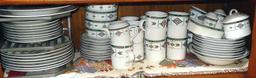 Set of dishes for 8 includes 12" platter, 11" plates, 6-1/2" saucers, 3-3/4" mugs, 3" cups, 8"