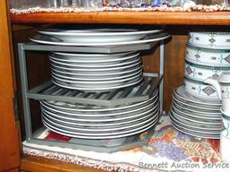 Set of dishes for 8 includes 12" platter, 11" plates, 6-1/2" saucers, 3-3/4" mugs, 3" cups, 8"