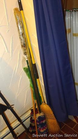 Nice corn broom, plus a bunch of dusters.