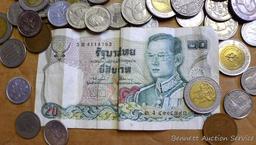 Foreign coins and currency as pictured.