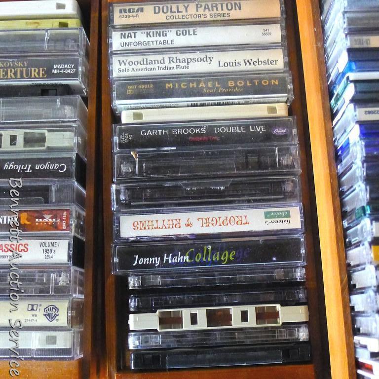 CDs and cassette tapes including nature sounds, Leann Rimes, Garth Brooks, Willie Nelson, Paul Simon