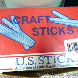 Craft papers, sticks, picture hanging wire, tracing paper, sketch pad, more.