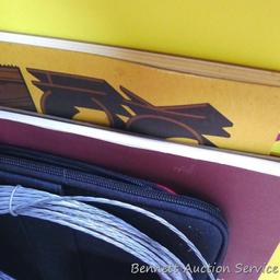 Craft papers, sticks, picture hanging wire, tracing paper, sketch pad, more.
