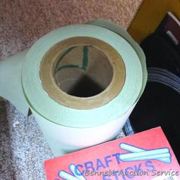 Craft papers, sticks, picture hanging wire, tracing paper, sketch pad, more.