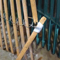 Bamboo leaf rake, 30" plastic leaf rake head, garden fenceposts up to 4'.