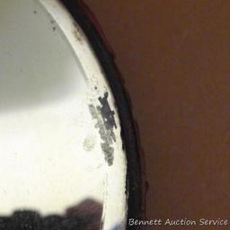 Plateau mirror with beveled glass is 10" across.