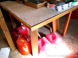 Work table is about 49" x 55" x 34" high overall. Has two circular cutouts for some special purpose.