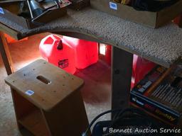 Work table is about 49" x 55" x 34" high overall. Has two circular cutouts for some special purpose.