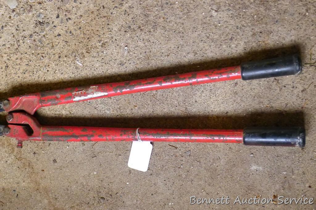 HKP bolt cutter No. 2 with capacity 1/2 soft and 3/8 hard is 30" long.