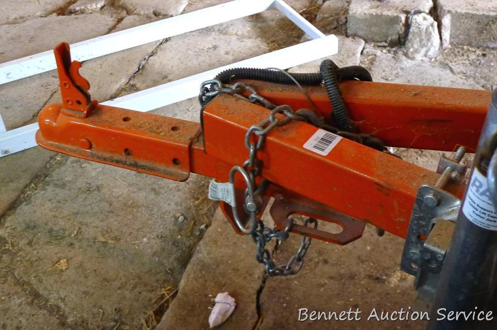 Large utility trailer with hand pump hydraulic dump is of all steel construction. Box is 53" x 74" x
