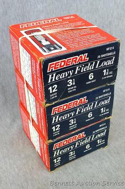 75 rounds of Federal heavy field load 12 ga. 3-1/4", 6 hard shot shotshells.
