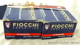 50 rounds Fiocchi .44 Magnum 240 gr. XTP hollow point cartridges factory loaded in nickel plated