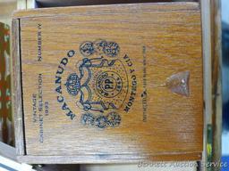 Five wooden and one other cigar boxes up to 12" x 6-3/4".