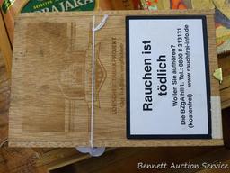 Five wooden and one other cigar boxes up to 12" x 6-3/4".