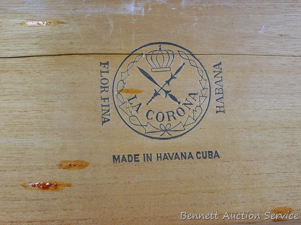 Five wooden and one other cigar boxes up to 12" x 6-3/4".