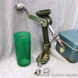 RCBS reloading powder measure comes in an 11" steel tools box. Powder dispenser and measure.