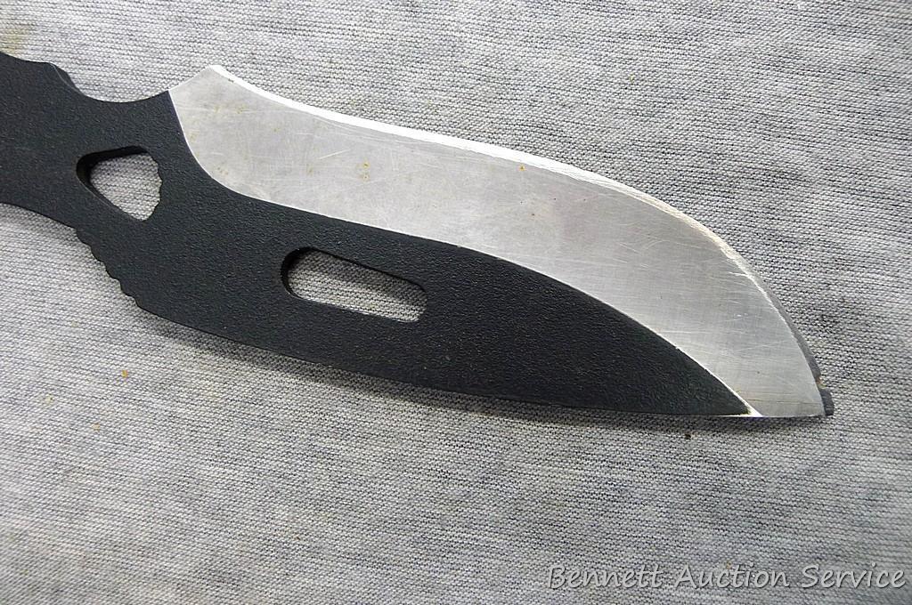Buck Knife 143C PakLite Large Skinner Skeletonized Knife 141 Black Oxide with canvas sheath. Has a