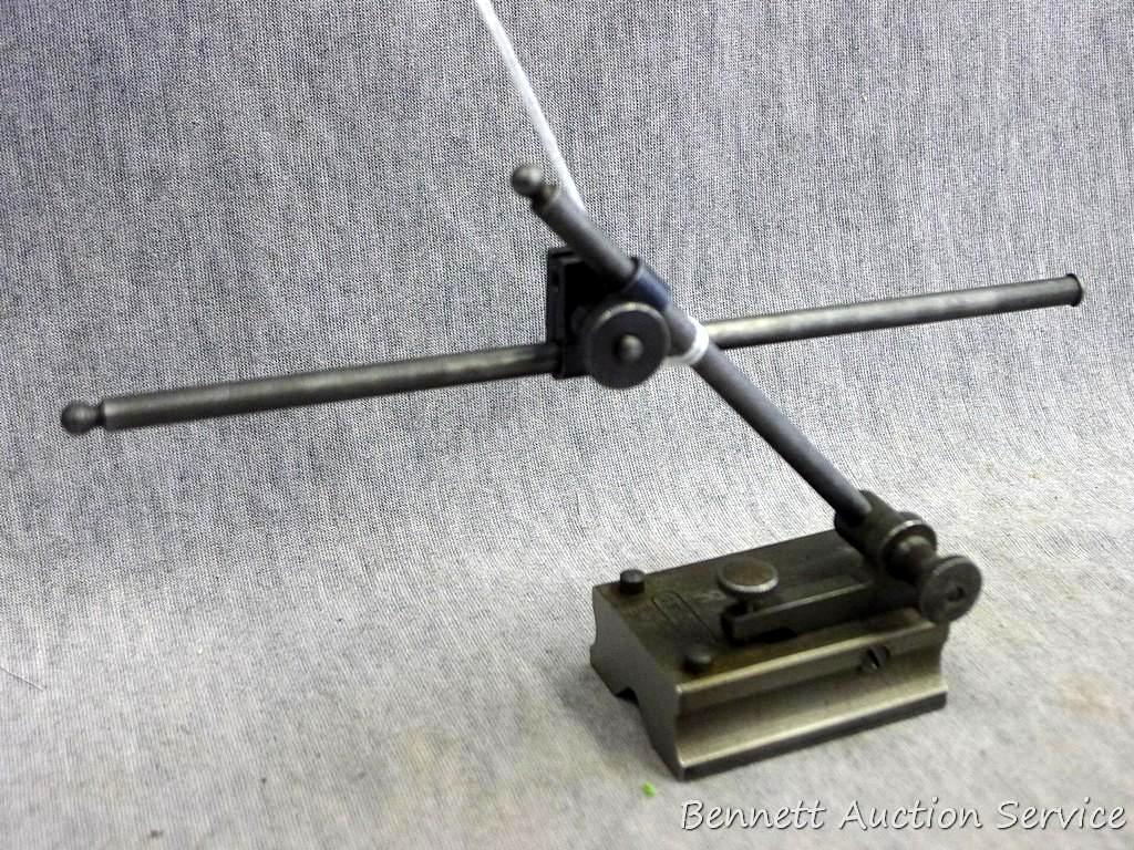 General No. 398 miniature surface gage with truing dowels, micro-adjustment and 7-1/4" rod.