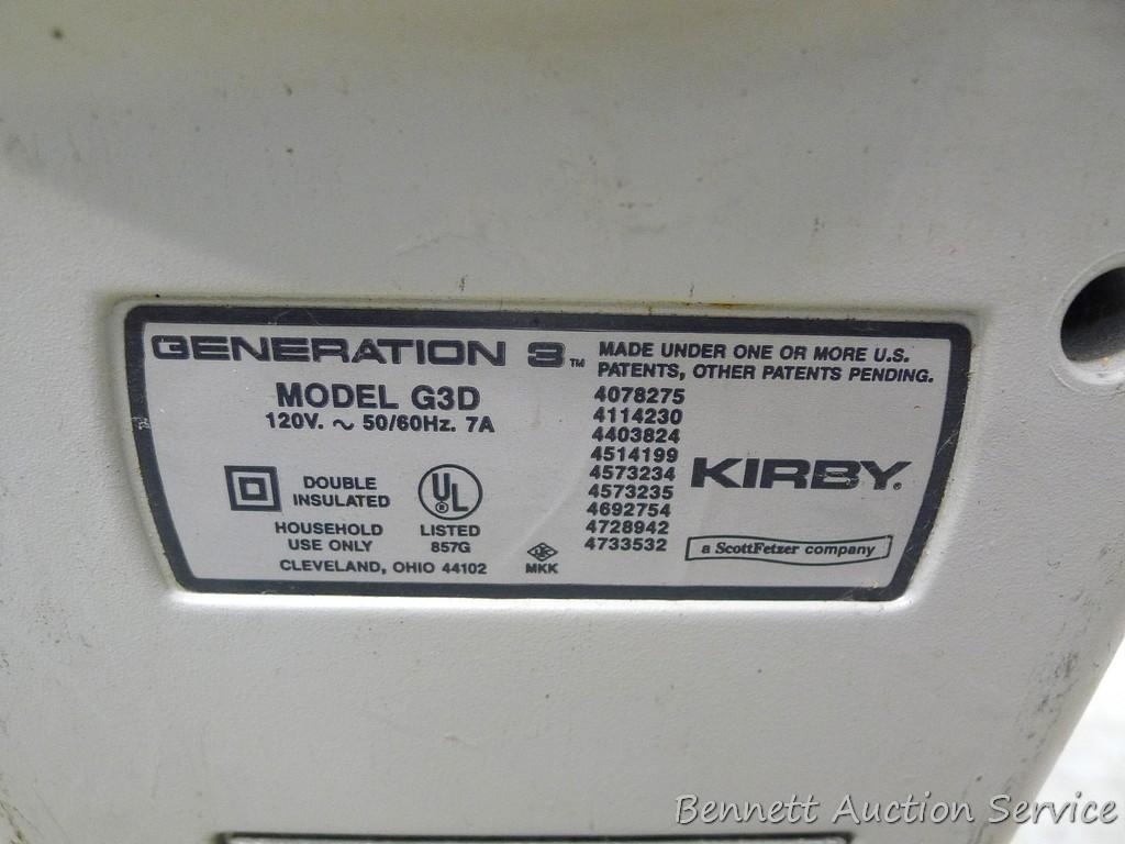 Generation 3 by Kirby vacuum; 15" x 16" x 43". Vacuum does not turn on, but could be an easy repair