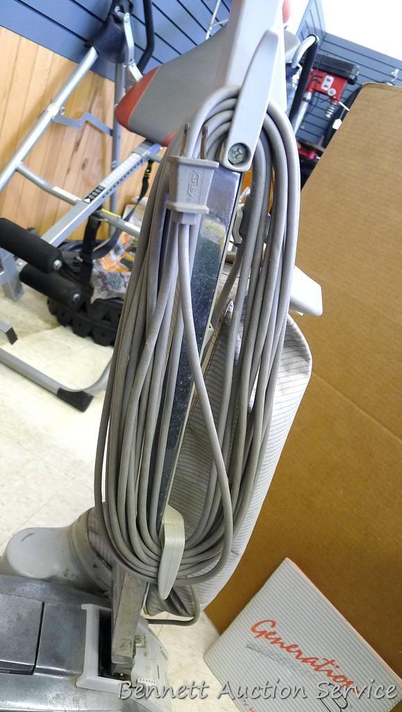 Generation 3 by Kirby vacuum; 15" x 16" x 43". Vacuum does not turn on, but could be an easy repair