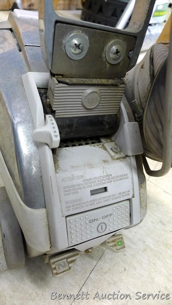 Generation 3 by Kirby vacuum; 15" x 16" x 43". Vacuum does not turn on, but could be an easy repair