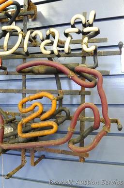No shipping; Miller Genuine Draft neon sign; measures 24" x 19". Tubes seem to be intact; does