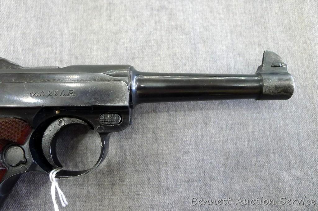 Erma EP.22 German Luger pistol chambered .22LR. 4-1/2" barrel has a bright bore and good rifling.
