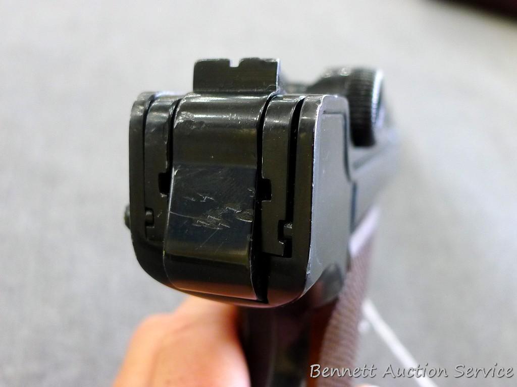 Erma EP.22 German Luger pistol chambered .22LR. 4-1/2" barrel has a bright bore and good rifling.