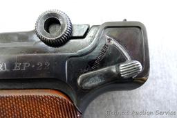 Erma EP.22 German Luger pistol chambered .22LR. 4-1/2" barrel has a bright bore and good rifling.