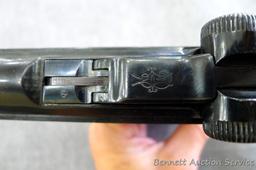Erma EP.22 German Luger pistol chambered .22LR. 4-1/2" barrel has a bright bore and good rifling.