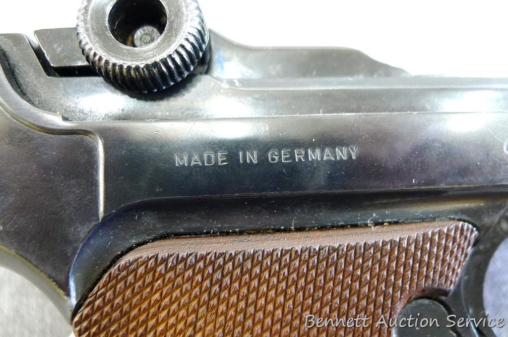 Erma EP.22 German Luger pistol chambered .22LR. 4-1/2" barrel has a bright bore and good rifling.