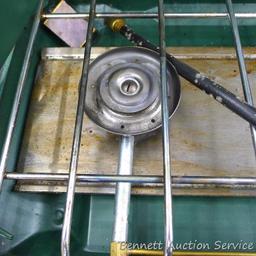 Coleman camp stove is about 21" x 13" x 4". Looks to be in pretty good condition and includes
