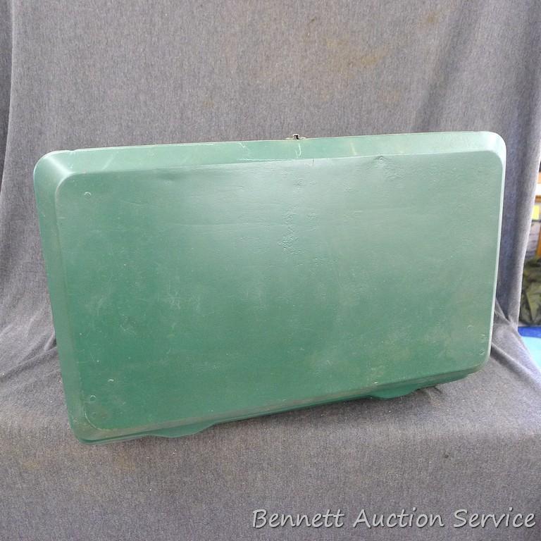 Coleman camp stove is about 21" x 13" x 4". Looks to be in pretty good condition and includes