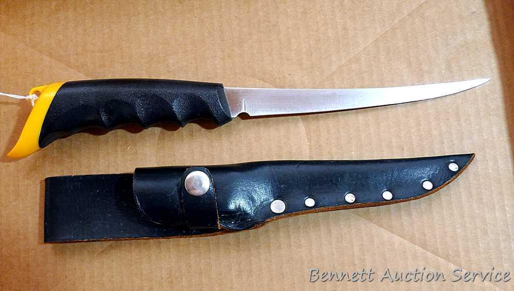 Kershaw filet knife with sheath measures approx. 12" long overall.