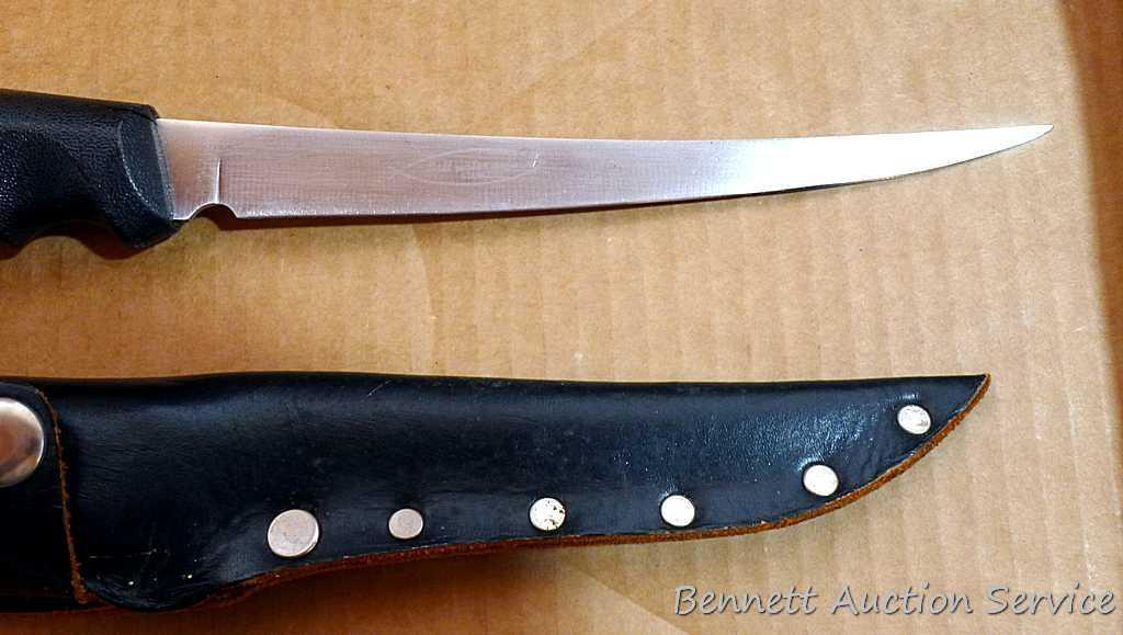 Kershaw filet knife with sheath measures approx. 12" long overall.