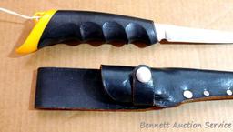 Kershaw filet knife with sheath measures approx. 12" long overall.