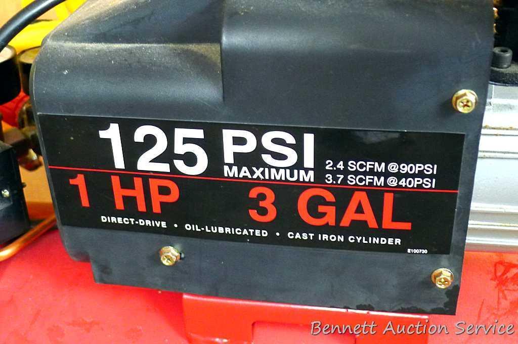Craftsman 3 gallon 1 hp 125 psi air compressor runs and cycles.