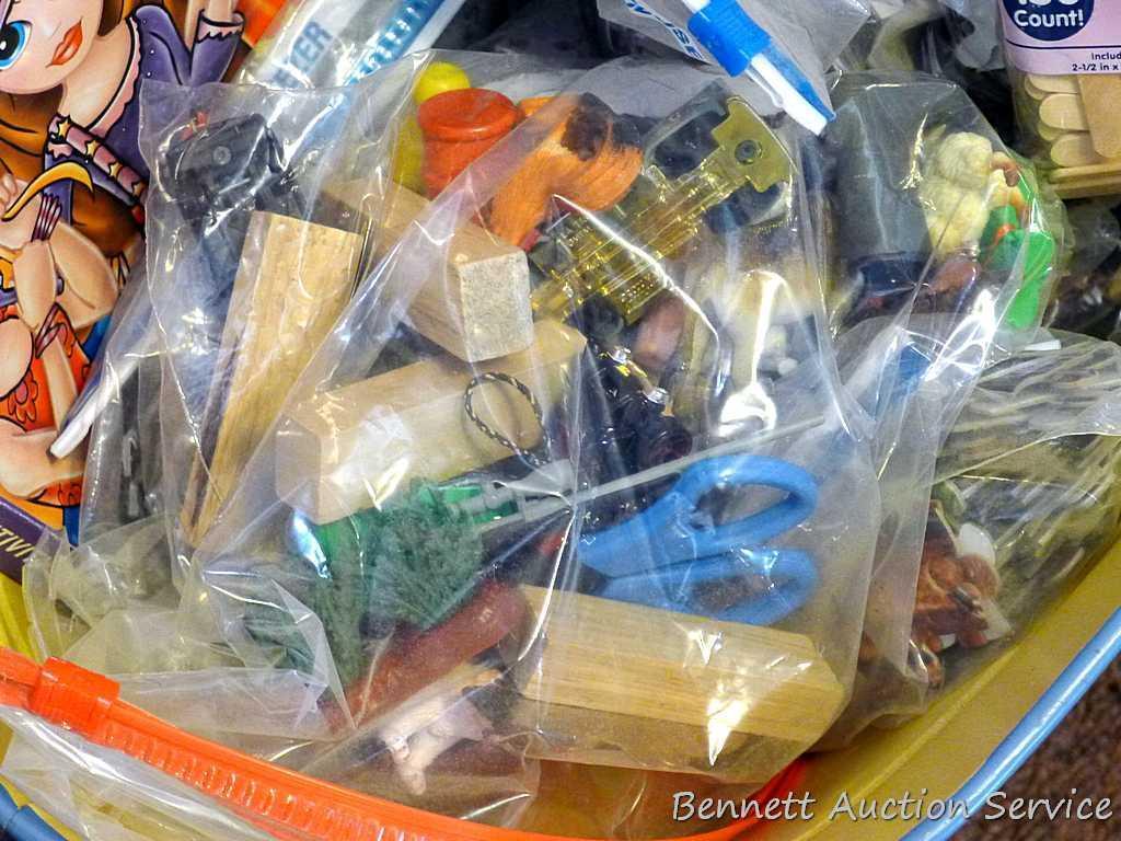 New in package toy tool kit; cute little wagon filled with little toys, crafts, crayons, puzzles,