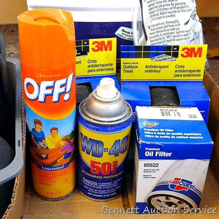 No shipping. Automotive items including travel blanket; unopened four quarts 5W-30 and powering