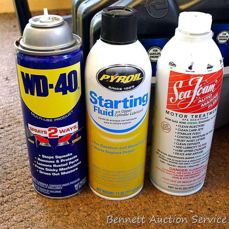 No shipping. Automotive items including travel blanket; unopened four quarts 5W-30 and powering