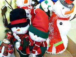 Variety of snowmen ornaments and decorations. Smallest Christmas ornaments are each approx. 2",
