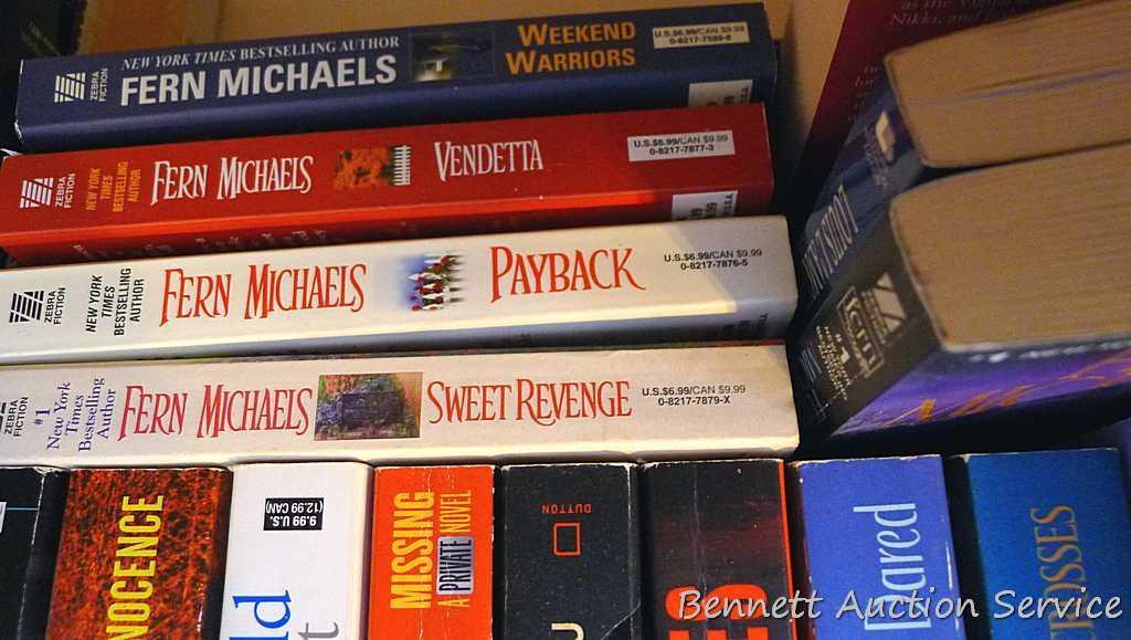 Three boxes of books. See pictures for authors and titles.