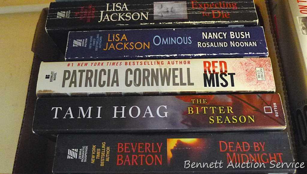 Three boxes of books. See pictures for authors and titles.