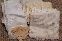 Lacy tablecloths, valances and curtain panels. 5-1/2' x 20" valance; 6' diameter table cloth; more.