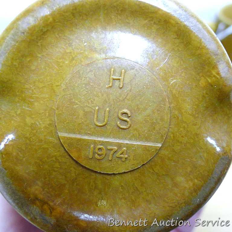 Three US Military field coffee cups are made of melamine or melmac by Halsy. Vietnam era dates 1961,