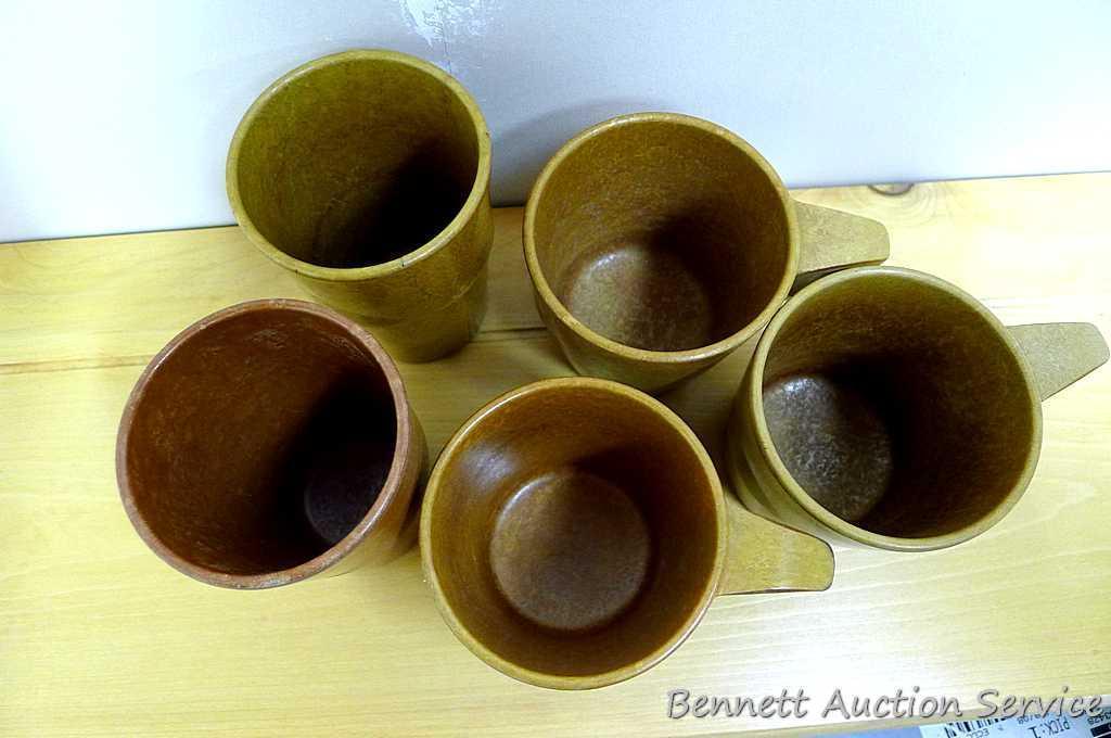 Three US Military field coffee cups are made of melamine or melmac by Halsy. Vietnam era dates 1961,